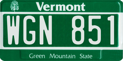 VT license plate WGN851