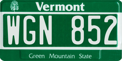 VT license plate WGN852