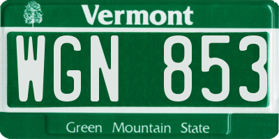 VT license plate WGN853