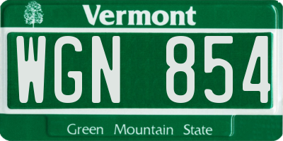VT license plate WGN854