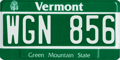 VT license plate WGN856