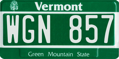 VT license plate WGN857