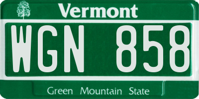 VT license plate WGN858