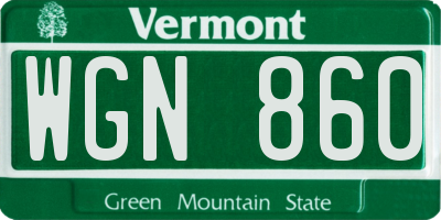 VT license plate WGN860