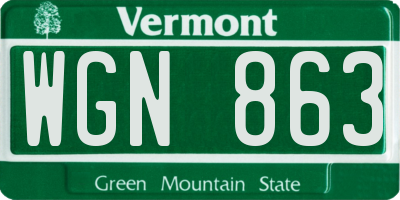 VT license plate WGN863