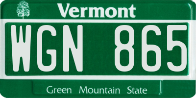 VT license plate WGN865