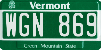 VT license plate WGN869