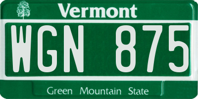 VT license plate WGN875
