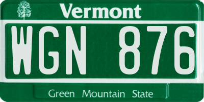 VT license plate WGN876