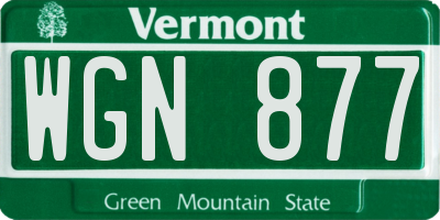 VT license plate WGN877