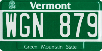 VT license plate WGN879
