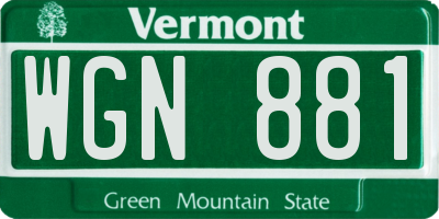 VT license plate WGN881