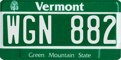 VT license plate WGN882