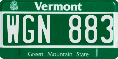 VT license plate WGN883