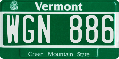 VT license plate WGN886