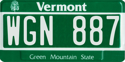 VT license plate WGN887