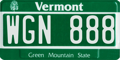 VT license plate WGN888