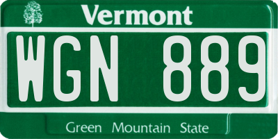 VT license plate WGN889