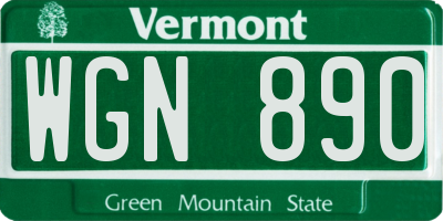 VT license plate WGN890