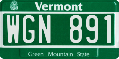 VT license plate WGN891