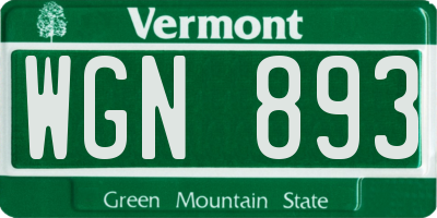 VT license plate WGN893