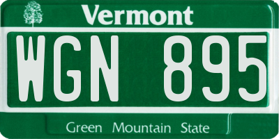 VT license plate WGN895