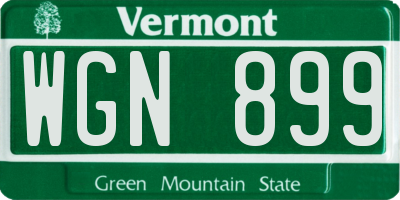 VT license plate WGN899