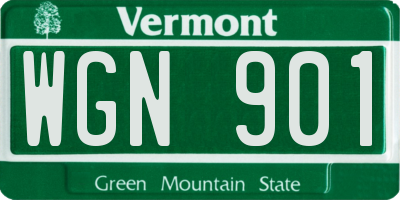 VT license plate WGN901