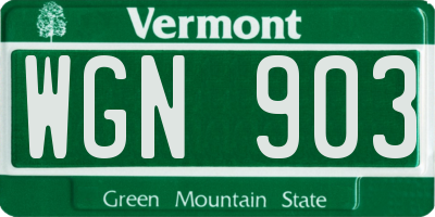 VT license plate WGN903