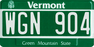 VT license plate WGN904