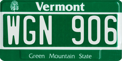 VT license plate WGN906