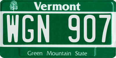 VT license plate WGN907