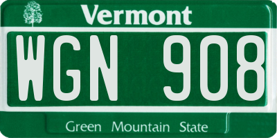 VT license plate WGN908