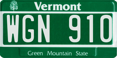 VT license plate WGN910