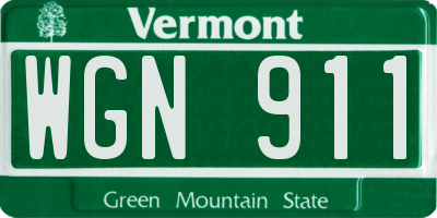 VT license plate WGN911
