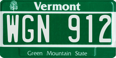 VT license plate WGN912