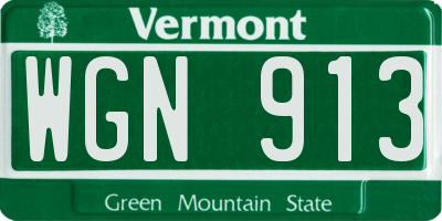 VT license plate WGN913