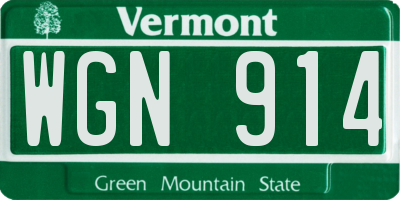 VT license plate WGN914