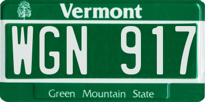 VT license plate WGN917
