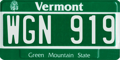 VT license plate WGN919