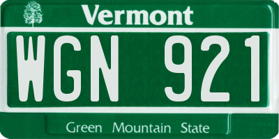 VT license plate WGN921