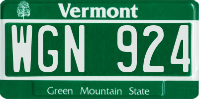 VT license plate WGN924