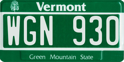 VT license plate WGN930