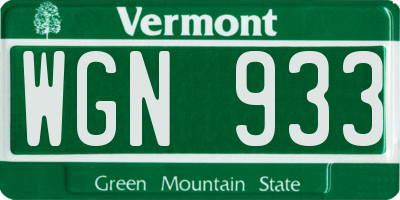 VT license plate WGN933
