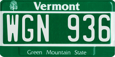 VT license plate WGN936
