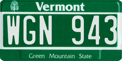 VT license plate WGN943