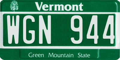 VT license plate WGN944