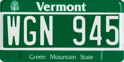 VT license plate WGN945