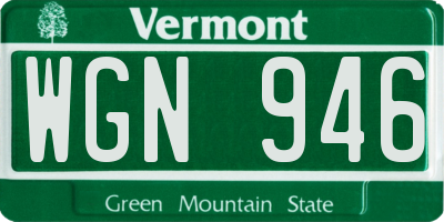 VT license plate WGN946