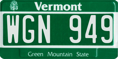VT license plate WGN949